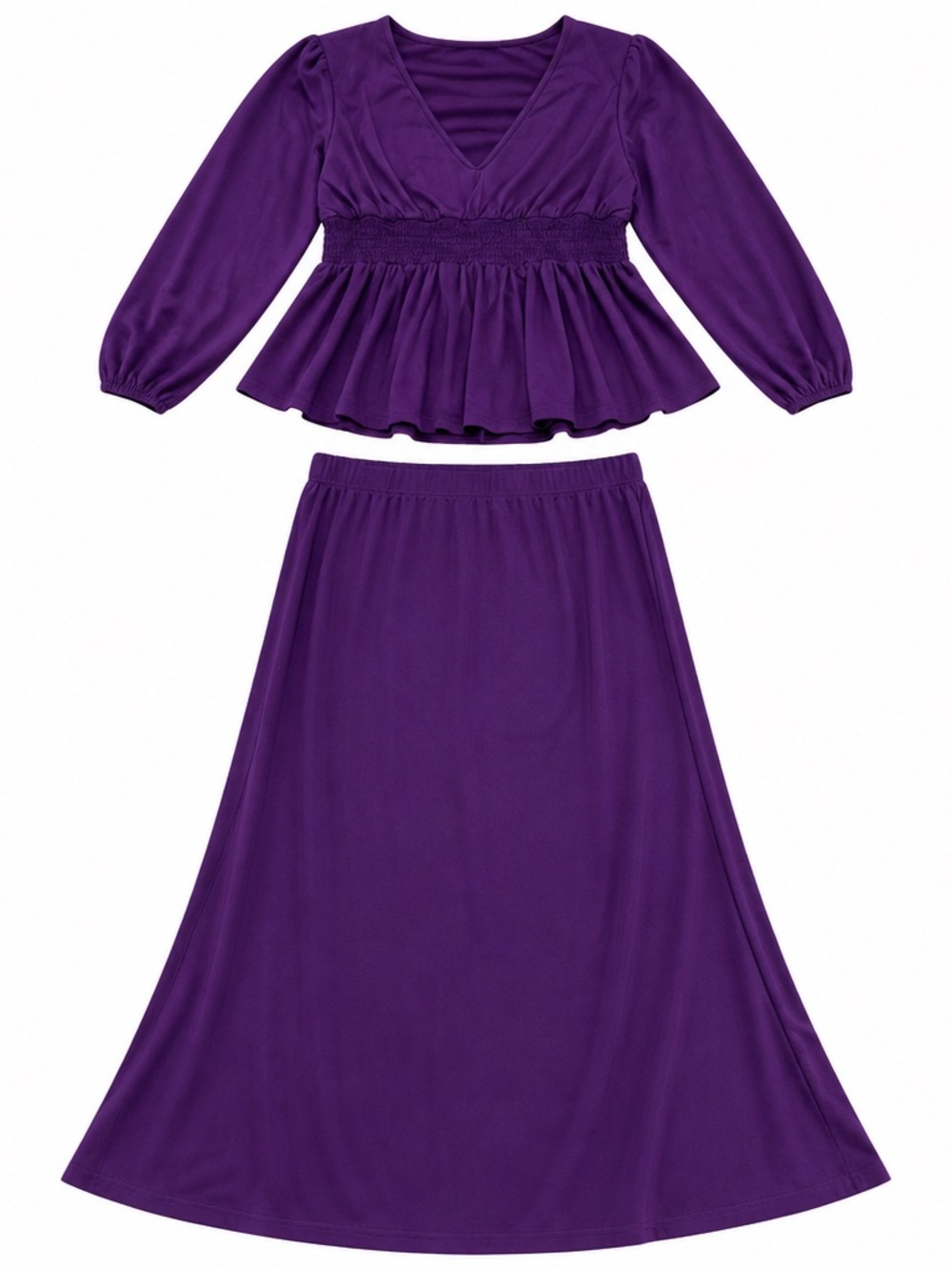 Women’s Plus Outfit Set Purple Peplum Dress and Top Blouse Size XXL